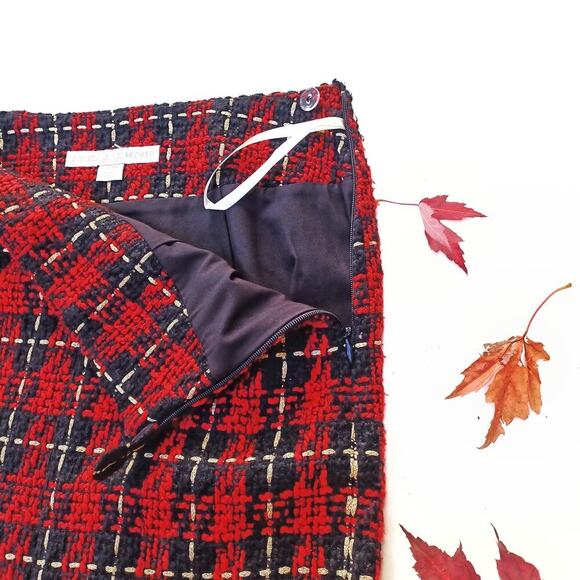 Red Tartan Check Mini Skirt | Holiday Edit | Boston Proper Fall Winter Look  EUC - Picture 6 of 9